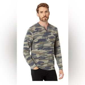 Lucky Brand Men's Venice Burnout Green Camouflage Long Sleeve Shirt Medium